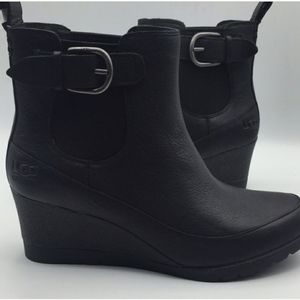 UGG Arleta Waterproof Leather Wedge Booties